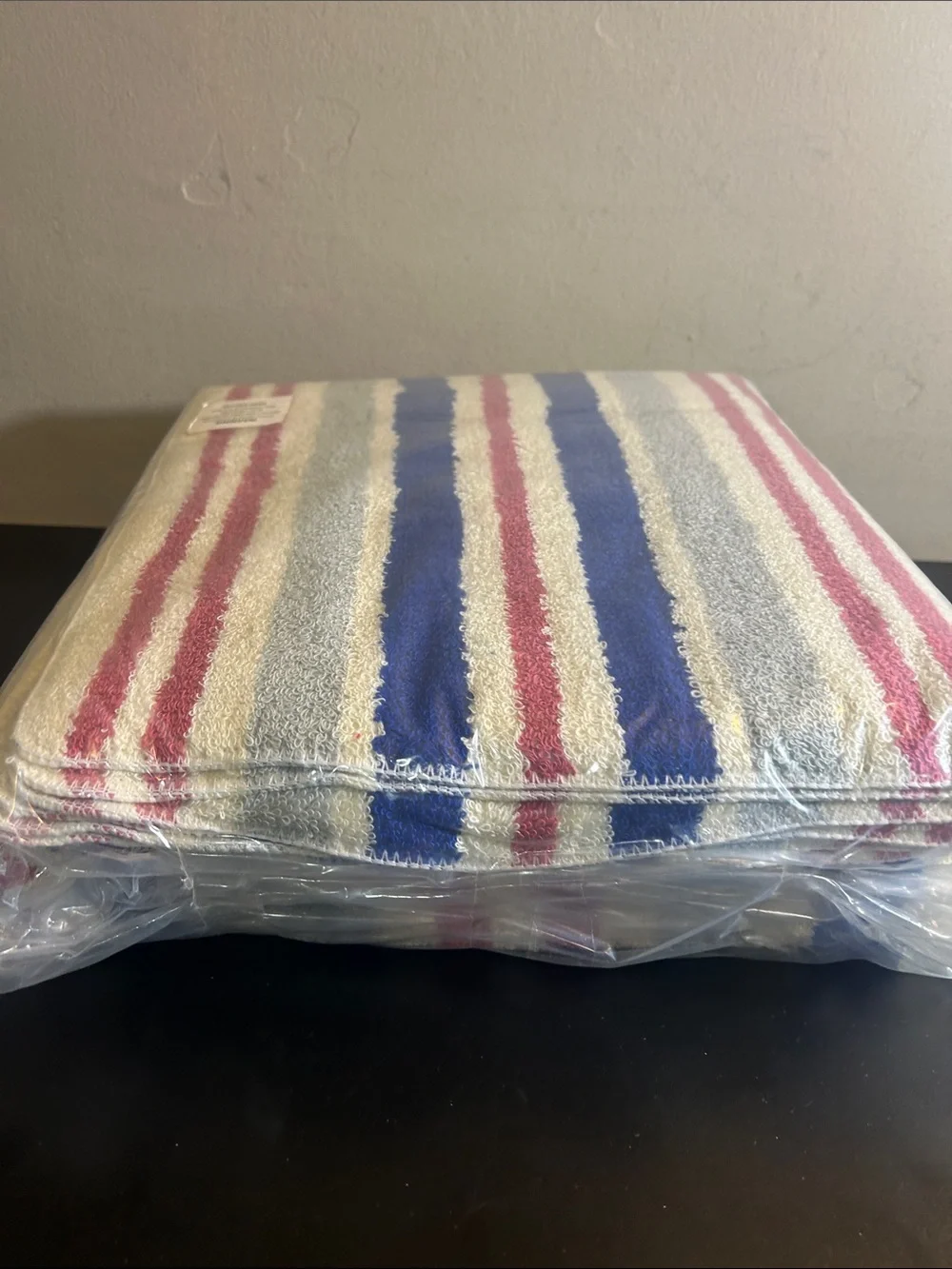 5 Sealed Oxford Stripe Blue, Gray & Pink Bath Towel - Home Bath